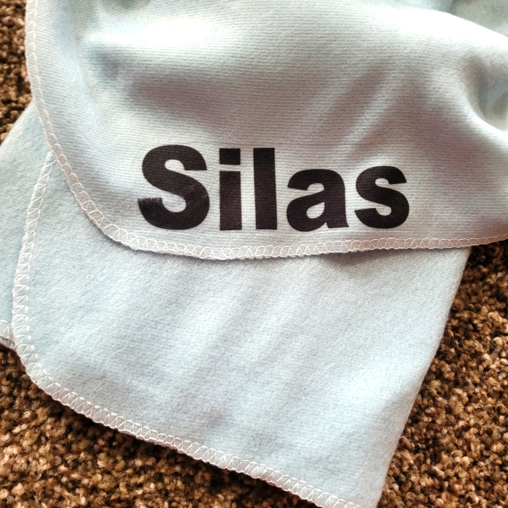 Personalized Baby Blanket Fleece Baby Blue - SILAS - Gift Baby Shower